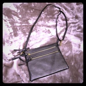 NWOT vegan leather dark pewter crossbody purse